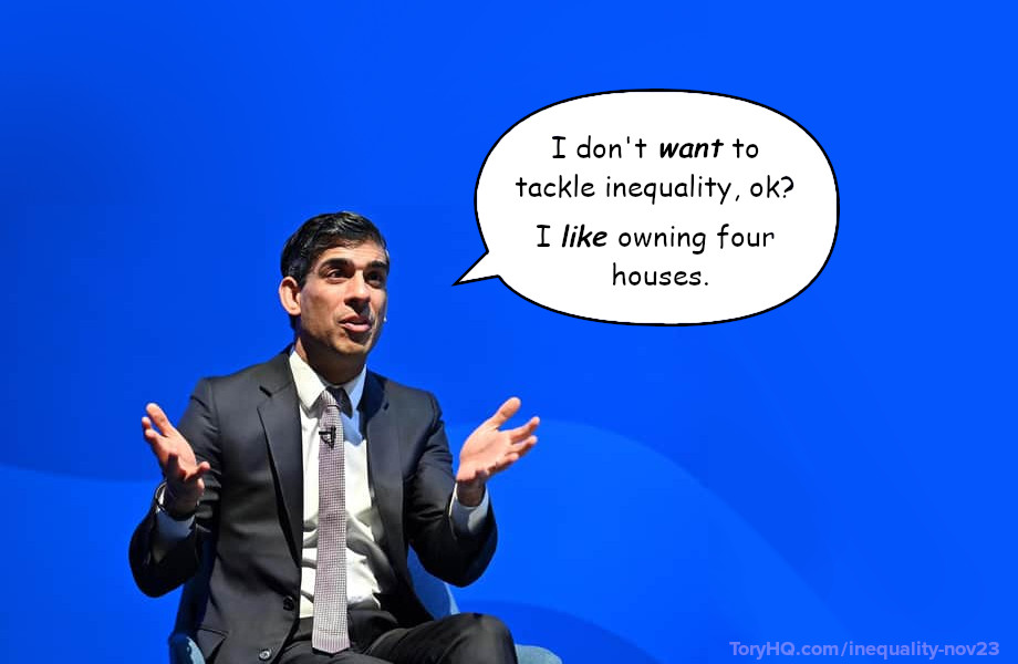 A cartoon of PM Rishi Sunak saying I don